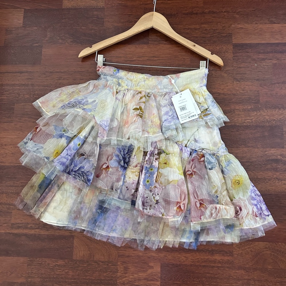 NWT Zimmermann Rhythmic Floral Print Tiered Skirt 1 US6 - Picture 16 of 17